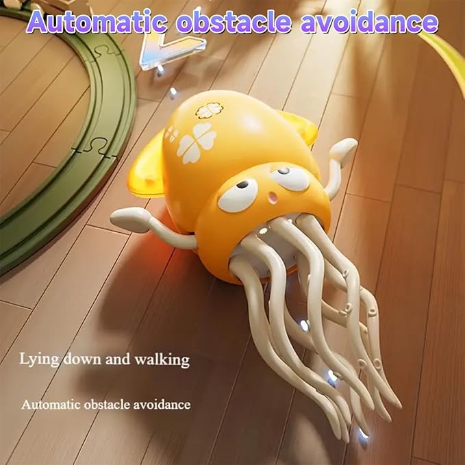 Magic Dancing Octopus Toy - Smart Obstacle-Dodging Robot with LED Light Show & Music, USB Rechargeable Tummy Time Squid Toy for Babies | Electric Crawling Octopus | Interactive Gift for Kids 3+