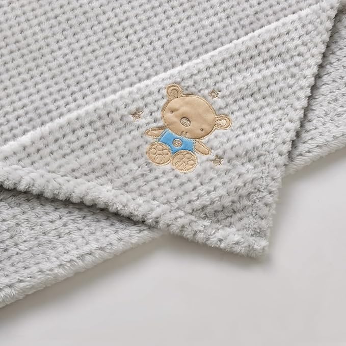 CREVENT Soft Cozy Baby Blankets for Boys Girls + Security Blanket, Set with a Gift Bag Newborn Essentials (Grey)
