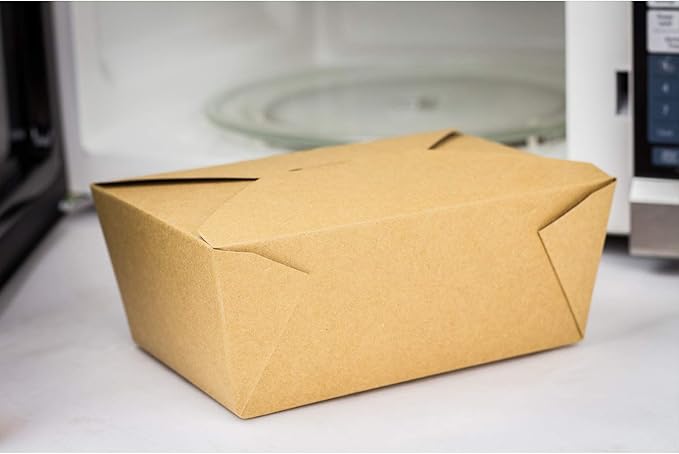 Karat Paper To Go Boxes [110 oz - 160 ct] Leak-Resistant, Microwavable, Heavy-Duty Take Out Boxes | Grease Resistant & Stackable | #4 Kraft Brown