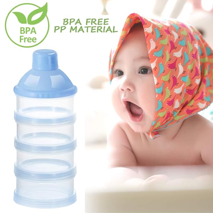 Accmor Formula Dispenser On The Go, 4 Compartments Stackable Formula Container for Travel, Baby Milk Powder Kids Snack Container, BPA Free ﻿