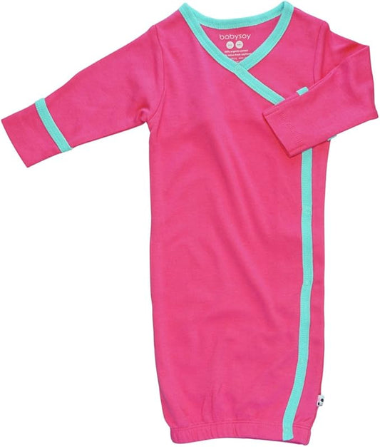 Babysoy Organic Newborn Baby Kimono Wrap Around Snap Sleeper Gown Bundler