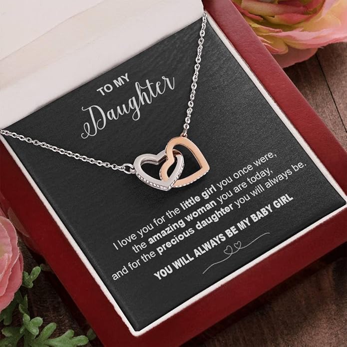 To My Daughter Gift Necklace From Dad or Mom - Badass Daughter Jewelry With Heartfelt Message & Elegant Box
