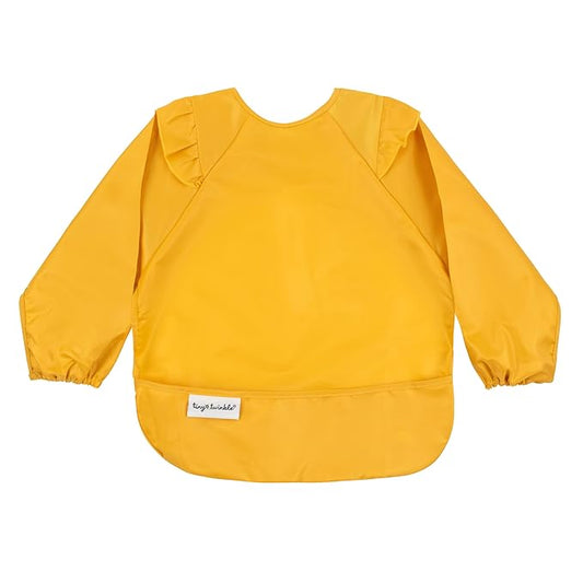 Tiny Twinkle Mess Proof Baby Bib,Waterproof Smock Baby Bib for Eating,Machine Washable Long Sleeve Bib,Baby Led Weaning,Toddler Bib,BLW Supplies(Dandelion, Large 2-4 Years)
