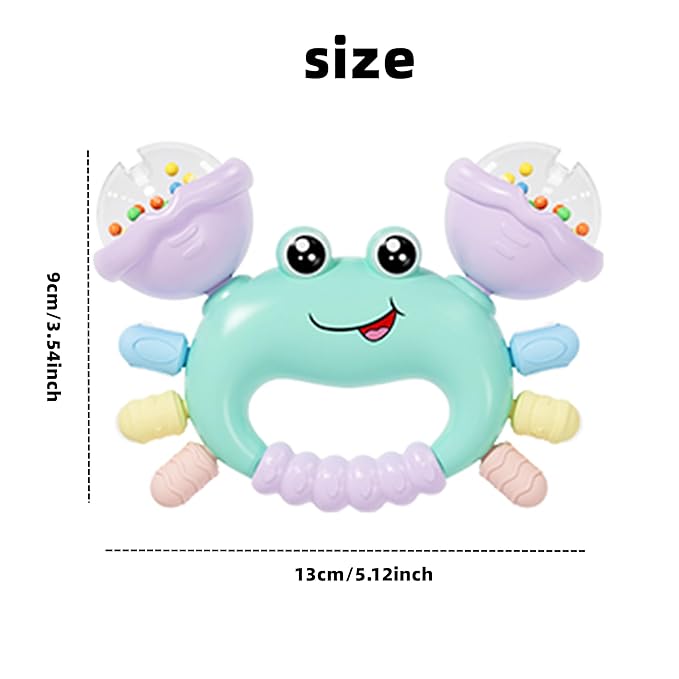 Baby Crab Rattle Toy - ABS Material, Handheld Crab Shaped Toy for Infants, Early Education Grip & Smart Toy for Newborn Boys and Girls(345A) (Green)