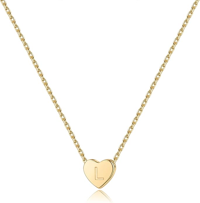 M MOOHAM Heart Initial Necklace Gifts for Girls Women - S925 Sterling Silver Tiny Letter Necklace Birthday Gift for Kids Teen Girl Jewelry