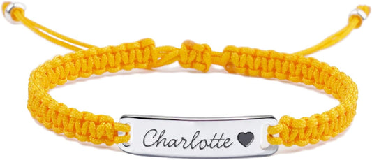 Personalized Baby Bracelet, 18K Gold Plated Custom Name Bracelet, Braided Cord Baby Bracelet Adjustable for Baby Girls and Boys as Birthday Gift Baptism Gift