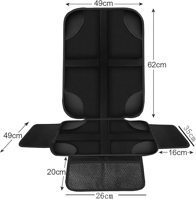 Car Seat Protector for Kids 2 Pack with Non-Slip Function and Seat Side Wings Made of Anti-Stain and Water Proof Durable Oxford and PVC Material Suitable for Most Vehicles