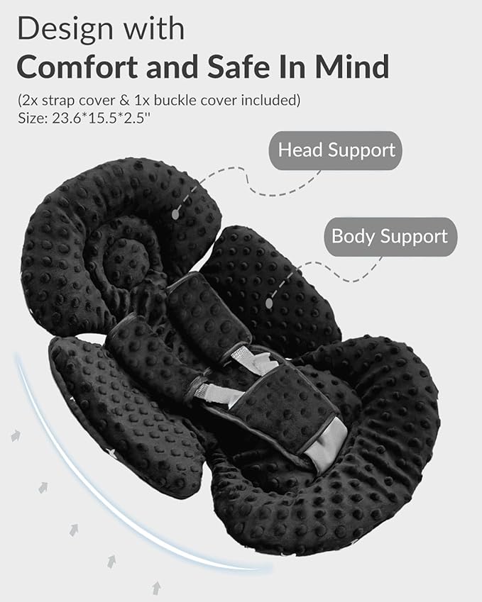 Generic Infant Car Seat Insert Compatible with Mamaroo Swing & Graco Swing and Infant Car Seat, Newborn Insert Baby Head Body Support, Reversible Design, Breathable Soft Fabric, 1Pcs - Dot, Black