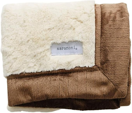 SARANONI Security Blankets for Babies Super Soft Boutique Quality Lush Luxury (Ivory & Gingersnap, Mini 15" x 20")