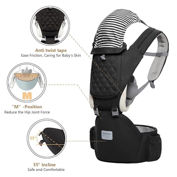 Baby Carrier 6-in-1 Newborn to Toddler, Baby Carrier with Hip Seat Lumbar Support 7-41 lbs, Baby Soft Carrier for All Seasons & Positions, Adjustable Size for Shopping Hiking Travelling