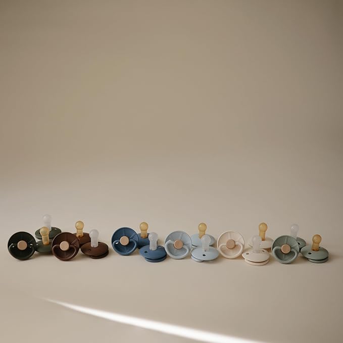 FRIGG Little Viking Natural Rubber Baby Pacifier 2-Pack | Made in Denmark | BPA-Free (Sage/Olive, 6-18 Months)