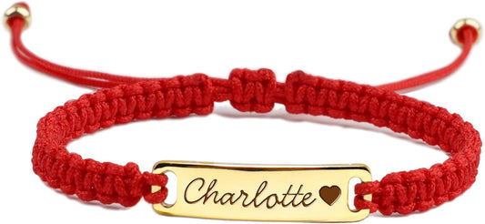Personalized Baby Bracelet, 18K Gold Plated Custom Name Bracelet, Braided Cord Baby Bracelet Adjustable for Baby Girls and Boys as Birthday Gift Baptism Gift