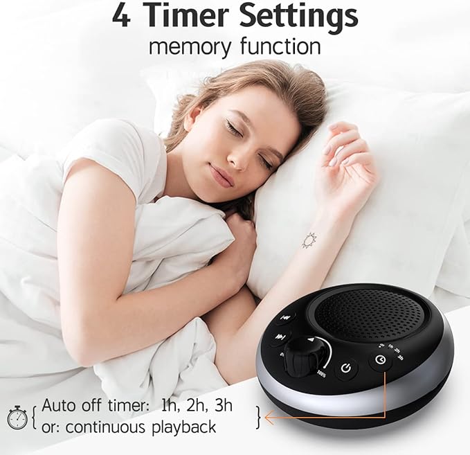 (2024 Upgrade)Rechargeable Portable Brown Noise Machine 2000mAH Large Battery Sound White Noise Machine 30 Soothing Sounds for Baby Kids Adults Sleep Machine Auto-Off Timer for Travel Camping and Home