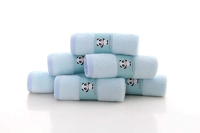 HIPHOP PANDA Baby Washcloths, Rayon Made from Bamboo - 2 Layer Ultra Soft Absorbent Newborn Bath Face Towel - Reusable Baby Wipes for Delicate Skin - Blue, 30 Pack