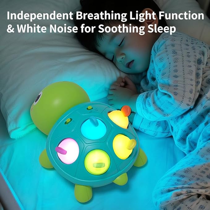 Baby Musical Turtle Toy crawls 360 Degrees, Light Up Infant Toys 0-3-6 6-12 12-18 Months Birthday Gifts for 1-2 Year Old Boys Girls Baby Learning Development Toddler Sleeping Toys.