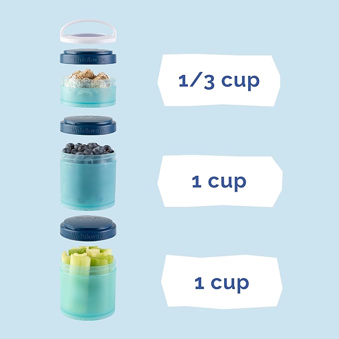 Whiskware Disney Mickey Mouse and Friends Stackable Snack Containers for Babies, Toddlers, and Kids, 3 Stackable Snack Cups for School and Travel, Cupholder Friendly, All Time Classic!