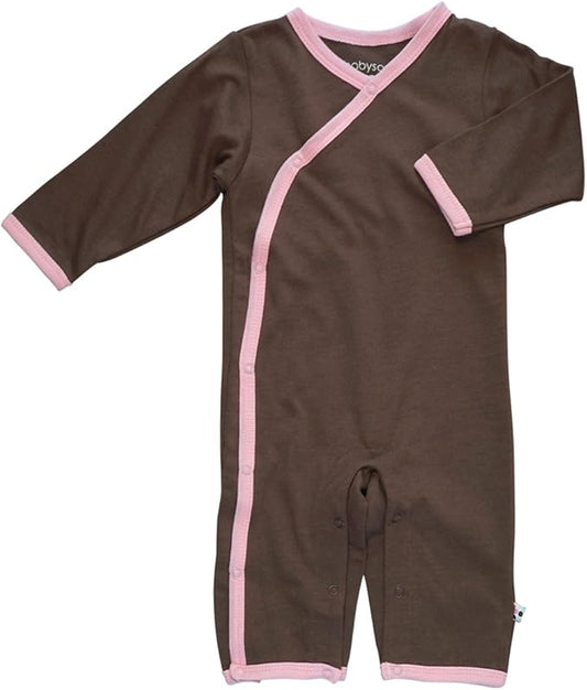 Babysoy Newborn Baby Unisex Kimono Side Snap Long Sleeve Onepiece Romper Coverall