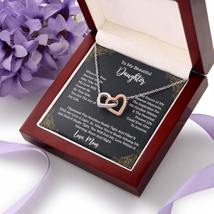 To My Daughter Gift Necklace From Dad or Mom - Badass Daughter Jewelry With Heartfelt Message & Elegant Box