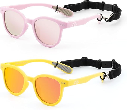 EYEBUDDY Kids Sunglasses for Boys Girls Age 2-8 Polarized UV Protection Toddler Children Sun Glasses Pack of 2