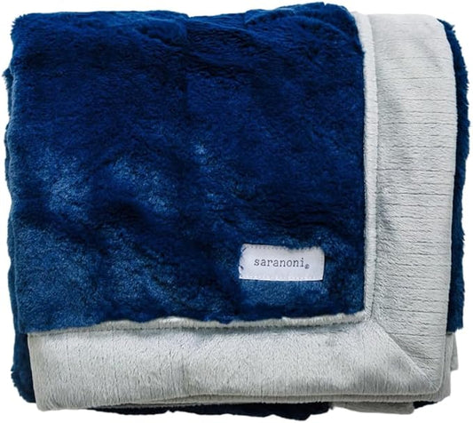 SARANONI Security Blankets for Babies Super Soft Boutique Quality Lush Luxury (Navy Gray, Receiving 30" x 40”)
