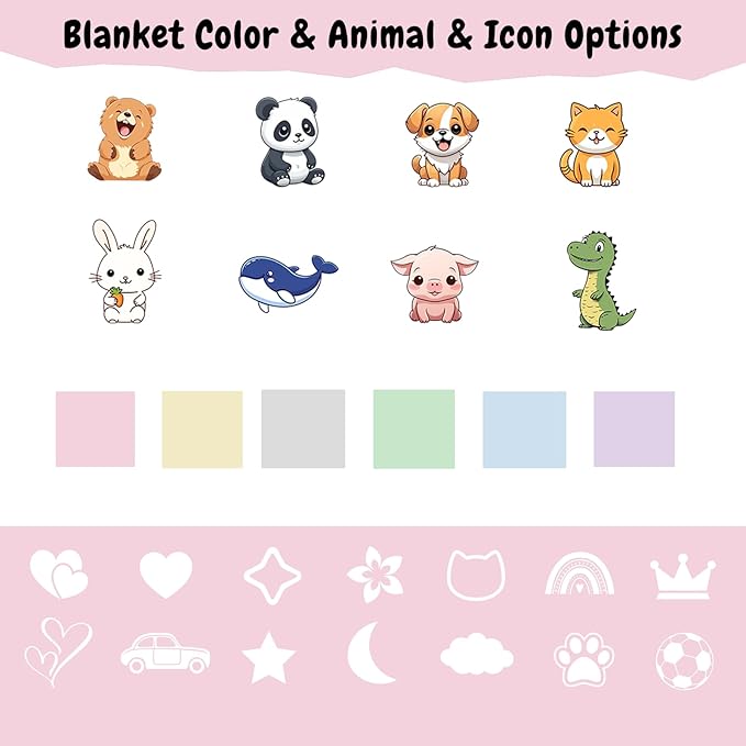 Personalized Easter Baby Blanket With Names & Cute Animals - Customized Baskets for Boys, Girls & Kids - Newborn Soft
