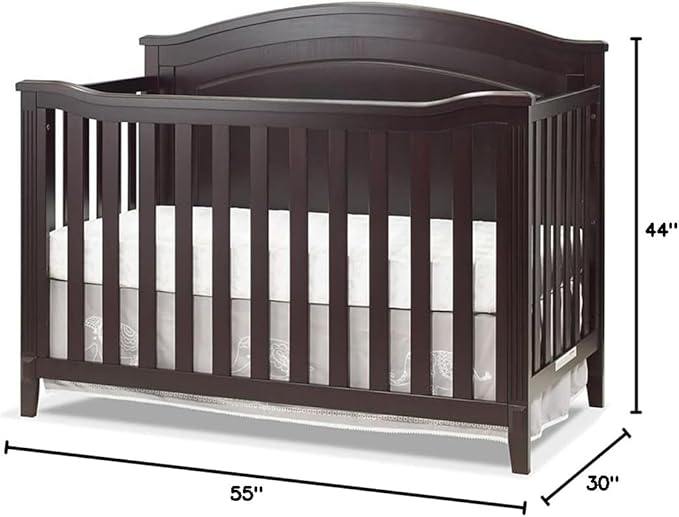 Pemberly Row Modern/Contemporary Round Top Panel Crib in Espresso