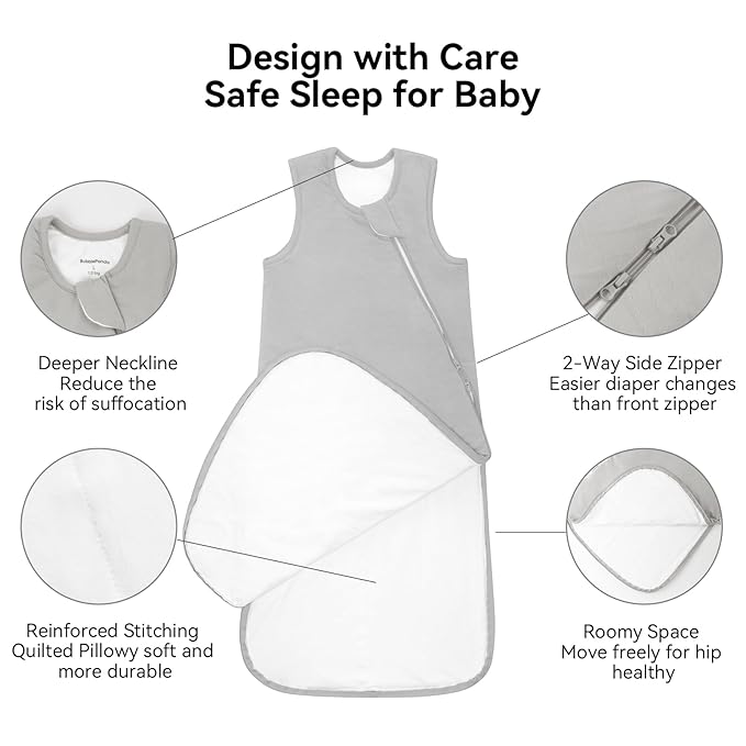 Rayon Made from Bamboo Sleep Sack 0-6 Months 1.0 Tog Ultra Soft Baby Wearable Blanket 0-3 Months Sleeping Sack 3-6 Months for Infant Newborn Babies Unisex Girl Boy 2-Way Zipper Breathable Lightweight