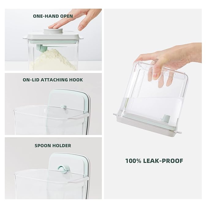 Formula Container to Go - 2 Pack 1700ml Pop Top Milk Powder Container, BPA-Free Airtight Formula Dispenser with Scoop and Scraper, 21OZ, 1.32LB, 600g, Clear