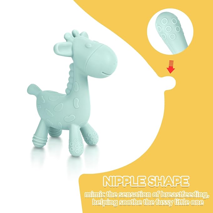TYRY.HU Baby Teething Toys for Babies 0-6 6-12 Months,BPA Free Silicone Giraffe Teethers for Babies 3-6 months, Soft Chew Toys for Sore Gum, Montessori Sensory Toys Gifts for Infant Boys Girls, 4 Pack