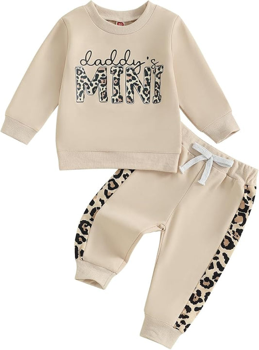 Kupretty Baby Girl Fall Winter Clothes Toddler Outfit Letters Graphic Crewneck Sweatshirts + Joggers Pants Set