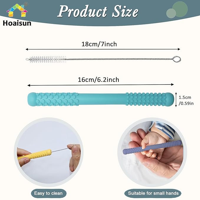 Teething Toys 3-6 Months 8 Pack, Silicone Teethers for Babies Nursing, Teething Tubes Sticks for Babies 6-12 12-18 Months, Autism Sensory Toys for Kids Chewing, Biting