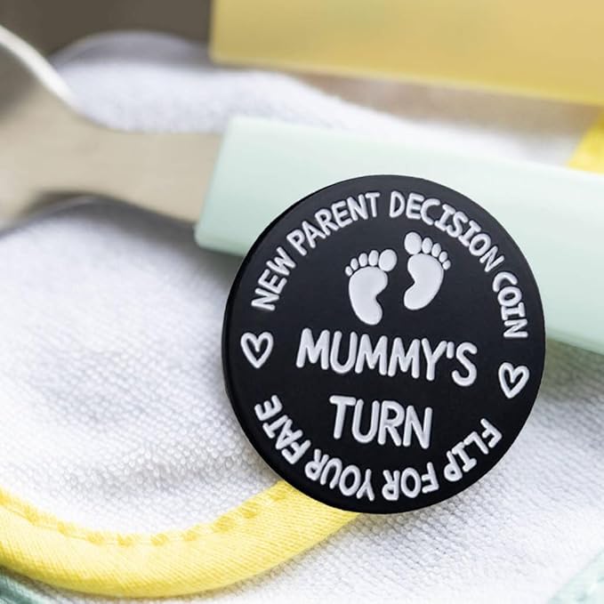 Fathers Day New Baby Gifts for Parents,Double-Sided Decision Coin Gift for New Mom & Dad,Funny Baby Shower Gifts for Couple,Gifts for Pregnant Women as Halloween Thanksgiving Christmas Gift，B-Black