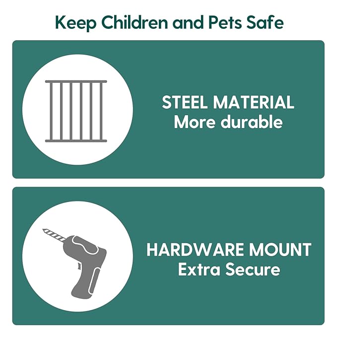 Babelio 34" Extra Tall Baby/Dog Gate with No Threshold Design Walk Thru Door, 26-43" Auto Close Safety Gate for Babies, Elders and Pets, Fits Doorways, Stairs, and Entryways, Grey