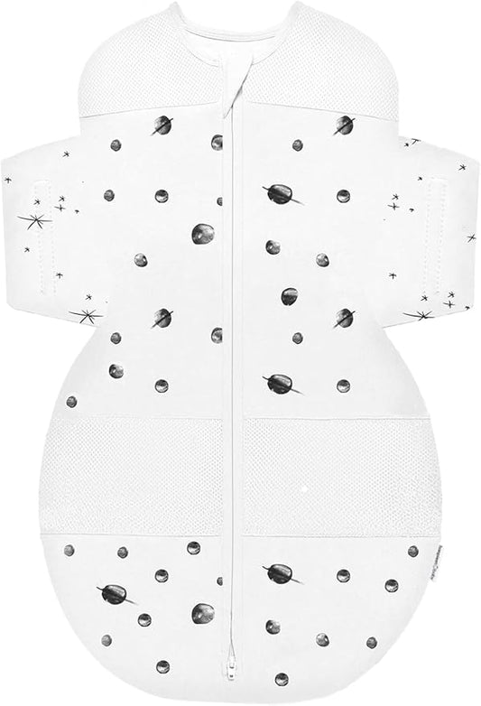 Happiest Baby SNOO Sleep Sack - 100% Organic Cotton Baby Swaddle Blanket - Doctor Designed Promotes Healthy Hip Development (Ivory Planets, X-Large)