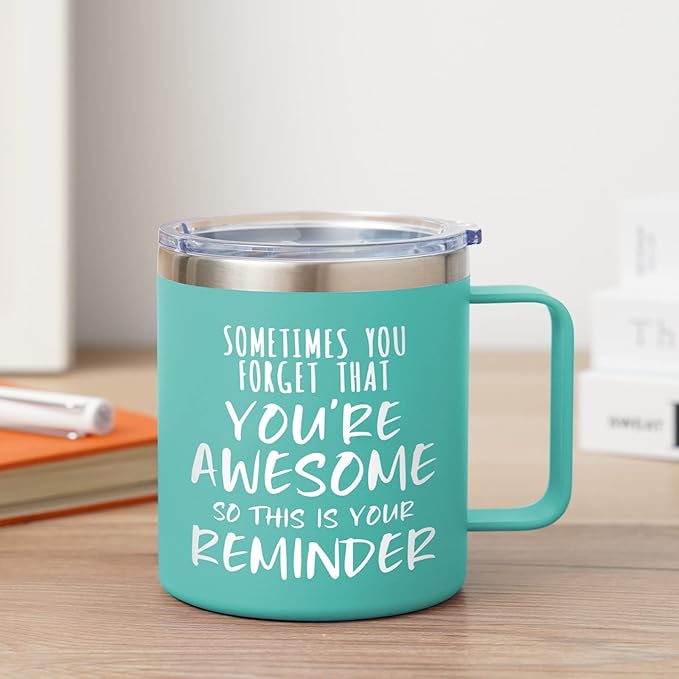 NOWWISH Gifts for Her, Sometimes You Forget You're Awesome Coffee Mug, Inspirational Gifts, Thank You Appreciation Gifts for Coworker, Teacher, Mom, Wife, Sister - Green