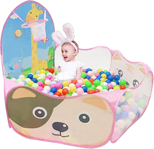 Kids Ball Pit, Pop Up Children Play Tent, Toddler Ball Pool Baby Crawl Playpen with Basketball Hoop, Portable Toys for Girls Boys, 4 ft / 120 cm, Balls Not Included, Animal