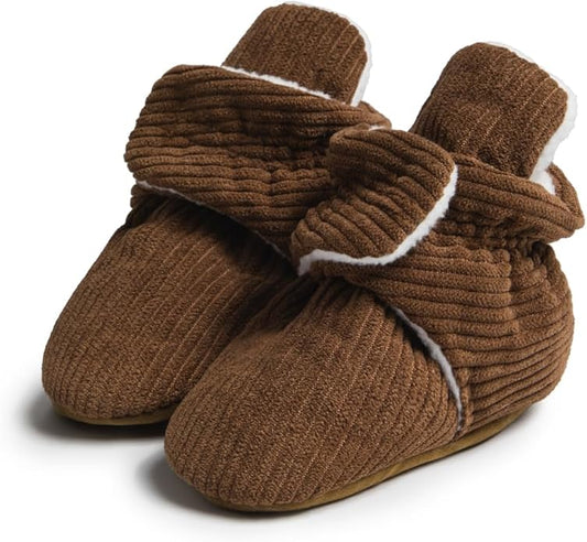 Sawimlgy Newborn Infant Baby Girl Boy Cotton Booties Stay On Sock Slippers Soft Bedroom Shoes Non-Skid Ankle Boots With Grippers Toddler Crib Warm Shoe First Walker Birthday Shower