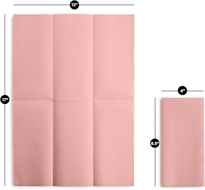 Linen-Feel Colored Paper Napkins - Decortive Cloth-Like Mellow Rose Dinner Napkins - Soft And Absorbent. For Kitchen, Party, Wedding, Bathroom Or Any Occasion. (Pack of 100)