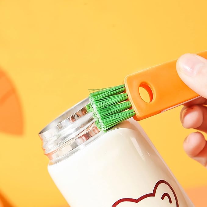 Linhongwu 2PCS 3 in 1 Tiny Bottle Cup Lid Detail Brush Straw Cleaner Tools Water Cleaning Crevice for Bottles Carrot Clean Brushes