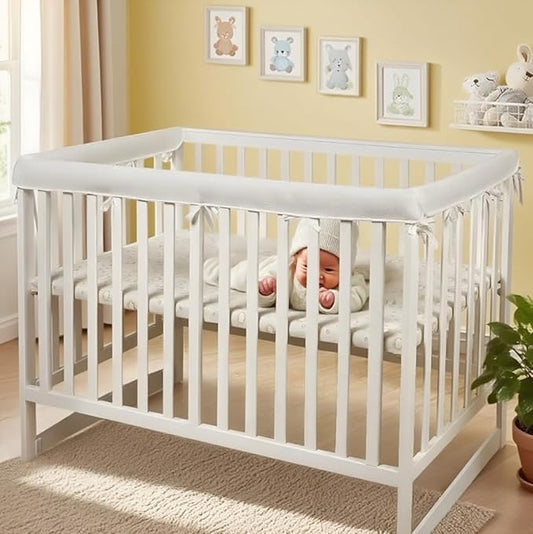 3 in 1 Crib Rail Covers Upgradted Sets,Rail Guard for TeethingSoft Anti-Collision Strip Corner Cover, Suits for Most Standard Bed (White)