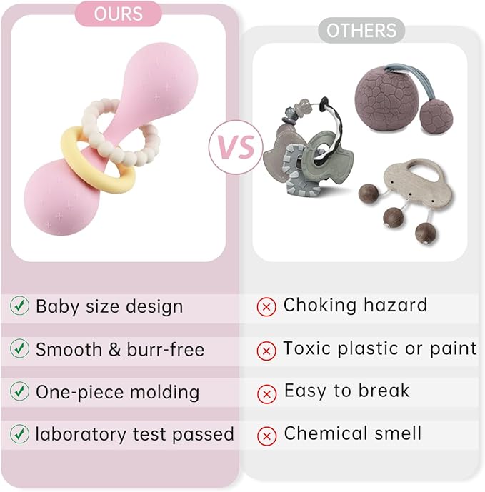 Baby Shaker Grab Montessori Rattle 6 to 12 Month Infant Teether Chew Stacking Toys Sensory Educational Shower Gift