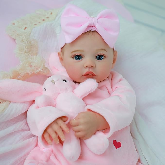 Realistic Reborn Baby Dolls – 18-Inch Lifelike Newborn Baby Doll with Open Eyes, Poseable Handmade Real Life Baby Doll, Gift Set with Accessories for Kids Ages 3+