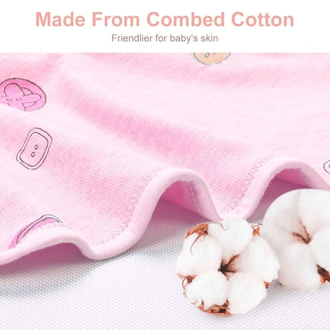 Organic Cotton Baby Swaddle Blankets, Unisex Baby Blanket Wrap for Newborn Baby Boys Girls, Skin Friendly Wearable Swaddling Sleep Sack Calms Startle Reflex (Button, Peachpink, 3-6 Months)