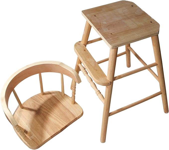Sargent's Sons Amish Style Wooden Youth Chair, Desk Chair, Youth Dinning Chair with Step & Arms (Natural Unfinished)