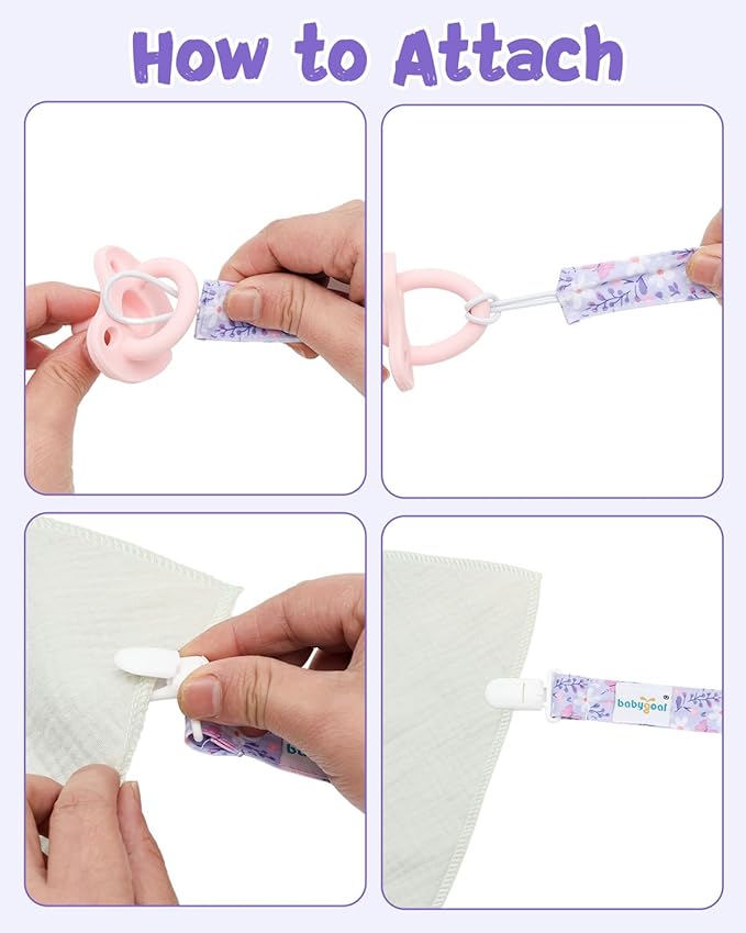 Babygoal Flower Pacifier Clips, 8 Pack Binky Paci Holder Clips for Baby Boys and Girls Fits for Most Pacifier, Binkie Styles & Baby Teethers & Toys and Gift 8PS47-B