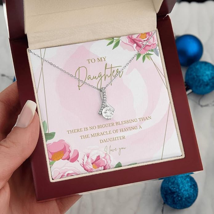 To My Daughter Gift Necklace From Dad or Mom - Badass Daughter Jewelry With Heartfelt Message & Elegant Box