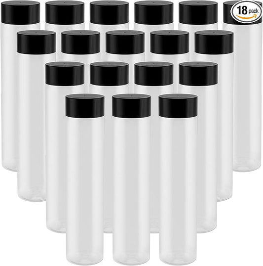 18 PCS 18 Oz Bulk Empty Sensory Bottles, Plastic Juice Bottles with Caps, Reusable Clear Drink Containers, PET Water Bottles for Juice Milk Homemade Beverages