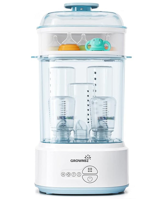Bottle Sterilizer and Dryer, Compact Electric Steam Baby Bottle Sterilizer (Esterilizador de Biberones), Bottle Sanitizer for Baby Bottles, Pacifiers, Pump Parts Blue