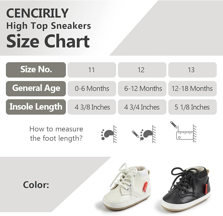 CENCIRILY Baby Boys Girls High Top Sneakers Soft Soles Anti Skid Infant Ankle Shoes Toddler Prewalker First Walking Crib Shoes