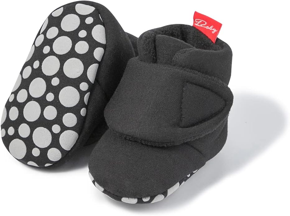Sawimlgy Newborn Infant Baby Girl Boy Cotton Booties Stay On Sock Slippers Soft Bedroom Shoes Non-Skid Ankle Boots With Grippers Toddler Crib Warm Shoe First Walker Birthday Shower